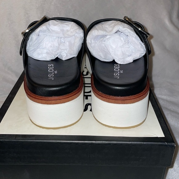 NWT J/SLIDES BOWIE Black Leather Sandal - Picture 9 of 13